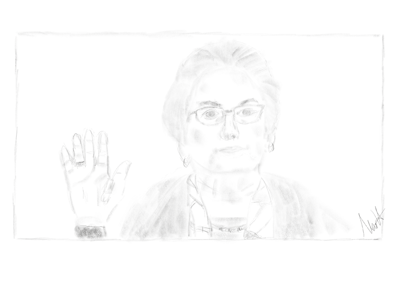 Pencil portrait of Marie Yovanovich